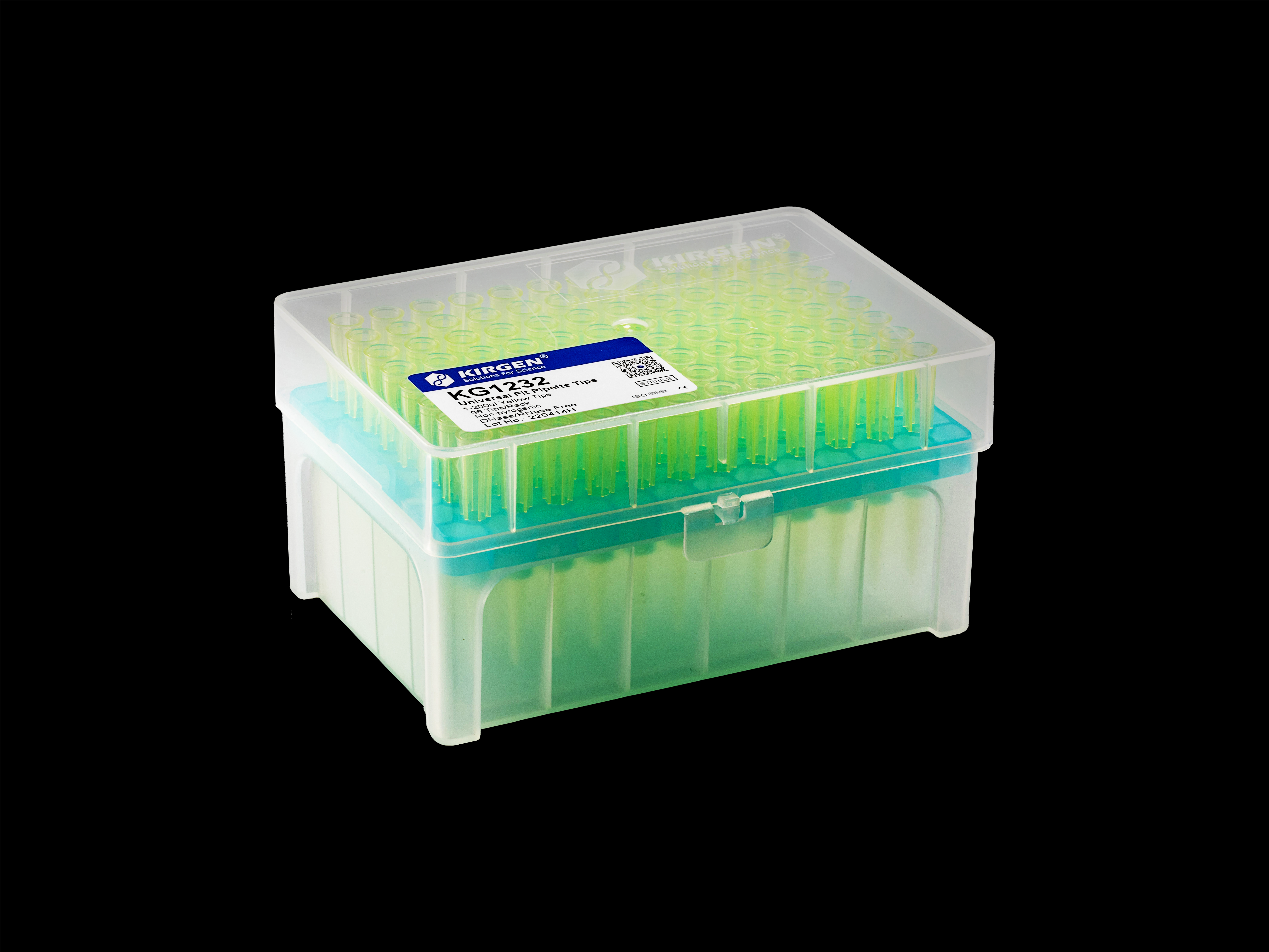 1-200μl boxed tips, yellow, graduated, sterile
