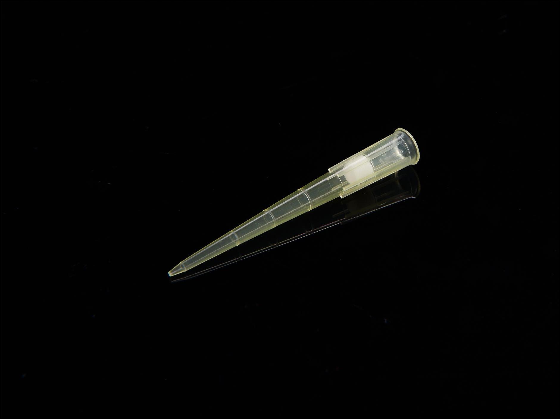 1-200μl filter tips, yellow, graduated, bagged