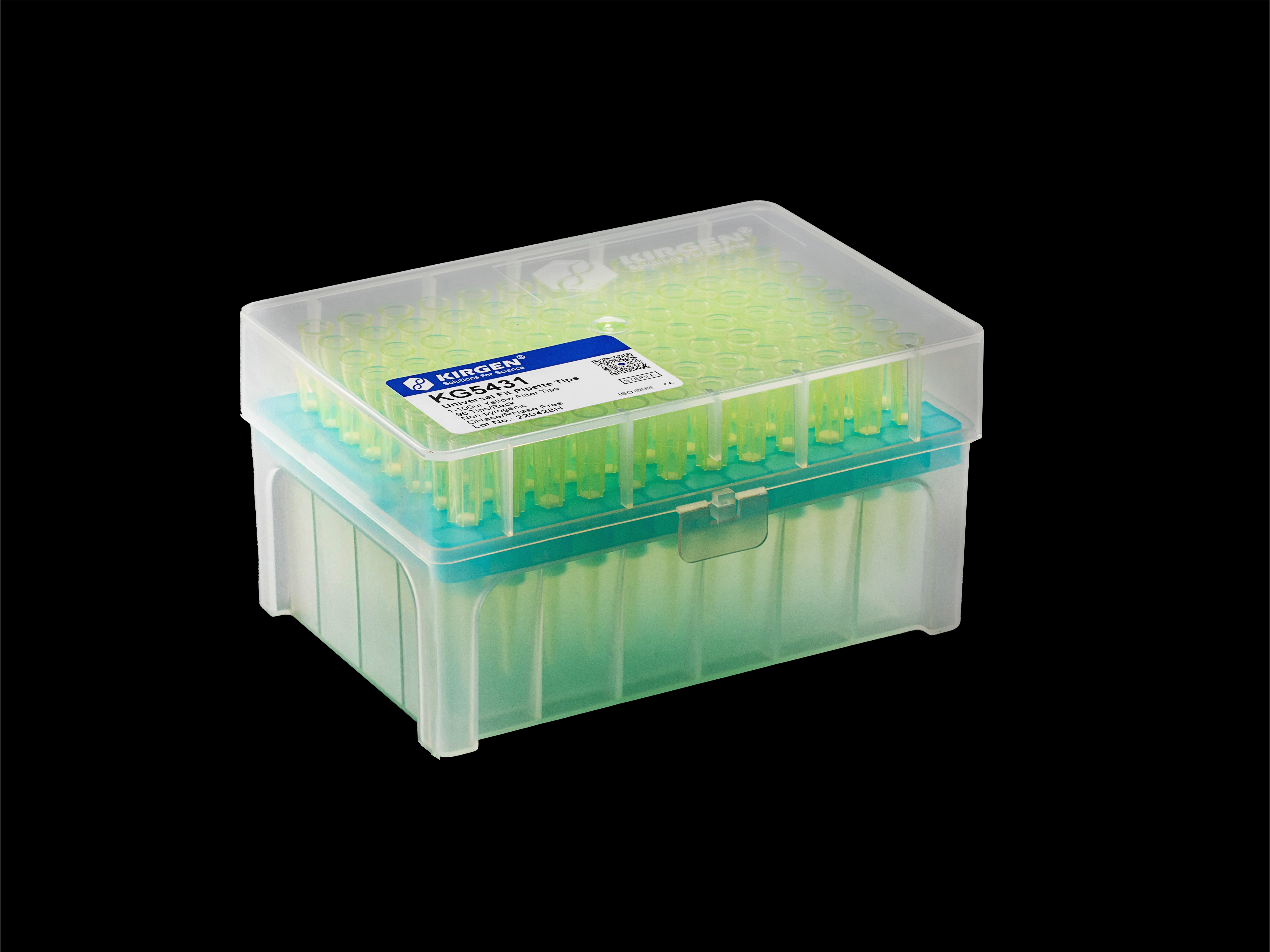 1-100μl filter tips, yellow, graduated, sterile
